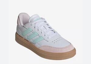 Girl's Adidas Courtblock Grade School Sneaker SZ 3.5 Pink Mint Green White